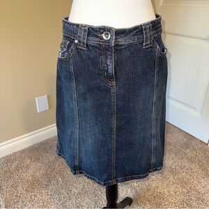 Contrast Denim Knee Length Skirt